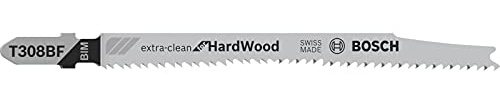 Bosch Professional 3 Stück Stichsägeblatt T 308 BF Extra-Clean for Hard Wood (Hartholz, Zubehör Stichsäge)