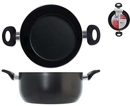 Home Maitre Casseruola Antiaderente con 2 Manici, Alluminio, Antracite/Nero, 24 cm