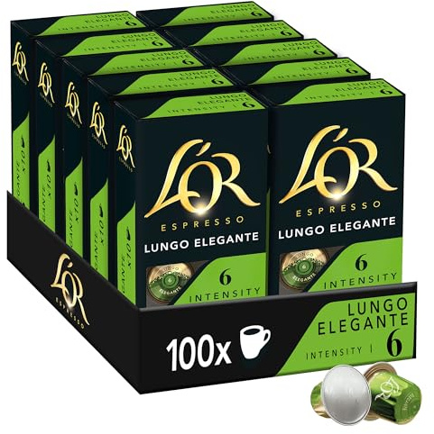 L'Or Espresso Lungo Elegante Cápsula de café 10 pieza(s) - Bolsitas y cápsulas de café (Cápsula de café, Café expreso, 10 tazas, 52 g, Caja, 10 pieza(s))