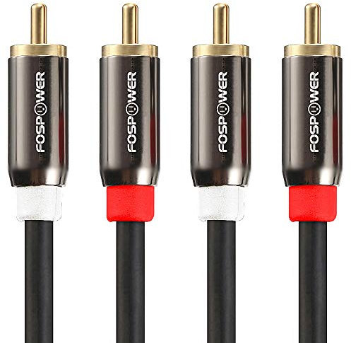 FosPower - Cavo RCA Stereo Audio – Cavo RCA per Home Theater, HDTV, Altoparlanti, Subwoofer - 2X Maschio a 2X Maschio - Premio Suono Qualità - 1m