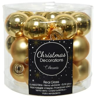 Dose mit 24 Stück Glaskugeln mit 25 mm Durchmesser, gold