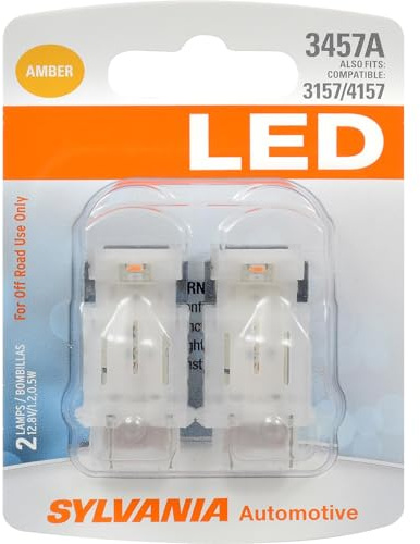 SYLVANIA - 3457 LED Amber Mini Bulb - Bright LED Bulb, Ideal for Park and Turn Lights (Contains 2 Bulbs)
