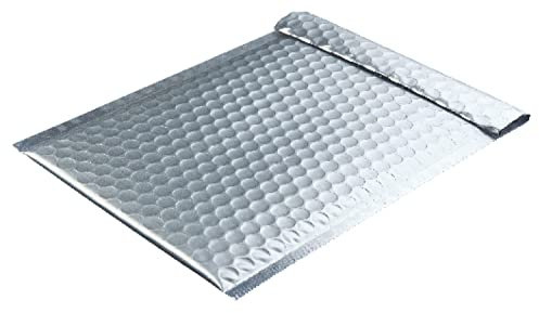 Blanke Farbige Luftpolstertaschen, reißfest, 10 Stk, Silber, 200 x 250 mm, Haftklebung mit Abziehstreifen, Gerade Klappe, 180 my Metallic Bubble Bags - Matt, Ohne Fenster