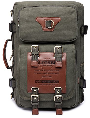 KAUKKO Canvas Rucksäcke Retro Herren für Outdoor Reisen Wandern mit Großer Kapazität (Army Green JNL-05-08)