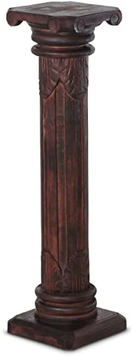 livasia pilier en bois avec sculpture de Bali, fait main et durable, support pot, pilier décoratif, piédestal, marron (80 cm)