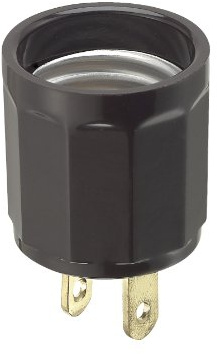 Leviton 15 Amp, 660 Watt Outlet to Lampholder Adapter, 61, Brown