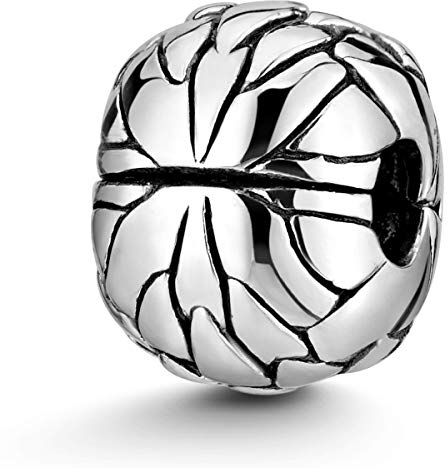 MATERIA 925 Silber Beads Stopper Clip Lotus Blüte für European Beads Armband mit Gewinde #1577