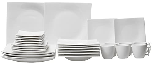 Maxwell & Williams RP00930 Kaffee- und Tafelset 30 tlg – Porzellan Weiß, geschwungene Form – Serie Motion – Geschenkbox