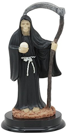 Gifts & Decor Ebros Black Santa Muerte with Scythe Statue 5.5 Tall Bone Mother Dark Angel of Protection Decorative Figurine