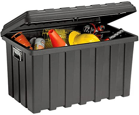 hünersdorff Gerätekiste aus Kunststoff (PP), Stabil, wetterfest, mit Praktischem Drehgriff, Schwarz, 113 L