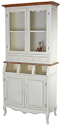 Vintage Buffet Shabby Chic Vitrinenschrank 90x190 cm Lanhaus HMB011 Palazzo Exklusiv