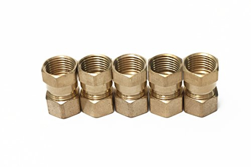 LTWFITTING Brass 5/8-Inch OD x 1/2-Inch Female NPT Compression Connector Fitting(Pack of 5)