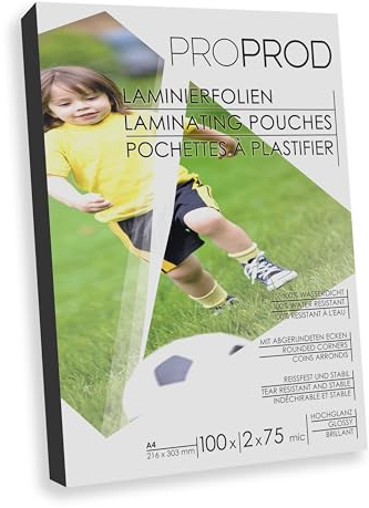 ProProd Premium Laminierfolien, 100 Stück, A4, 2 x 75 Mikrometer, hochglanz