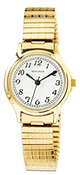 Sekonda Clarke 28mm Gold Womens Quartz Watch Analogue Display with White Dial and Stainless Steel Strap