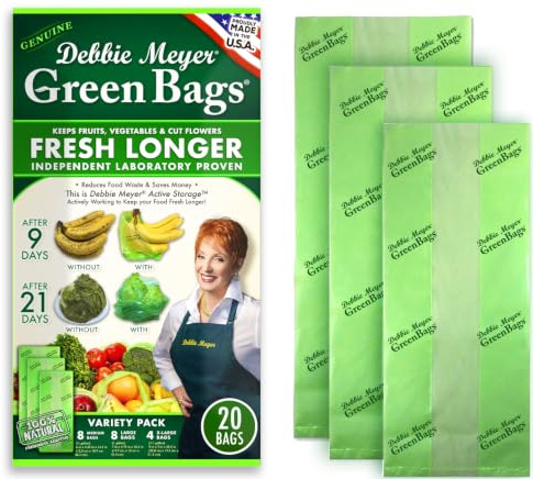 Debbie Meyer GreenBags, 20-Pack (8M, 8L, 4XL), Reusable Food Storage Bags