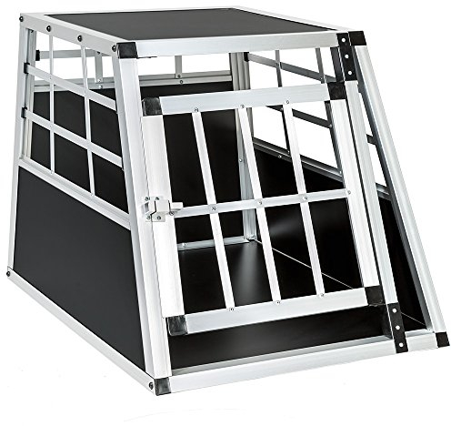 tectake® Hundebox Auto oder Hundebox für Zuhause. Aluminium Hundetransportbox, leicht und stabil, Auto Kofferraum Transportbox für kleine Hunde - 54 x 69 x 50 cm (Single klein)