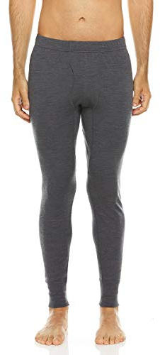 100% Merino Wool Bottoms Men's Midweight Base Layer Pants - Long Johns - Thermal Underwear - Hiking Men's Base Layer - Charcoal Gray - Large