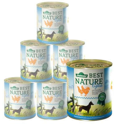 Dehner Best Nature Nourriture pour Chien Light Poulet et Légumes avec distelöl - 6x400g