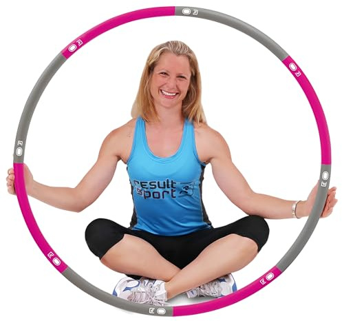 ResultSport Hula Hoop Reifen Erwachsene 1,2kg Gewicht 100cm breit, 8 Teiliger Abnehmbarer, Weighted Fitnessreifen, Fitnessübungen Training
