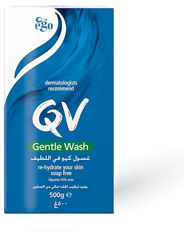 QV Gentle Wash (500g) Body Wash for Dry, Sensitive Skin, pH Balanced, Unscented, Soap Free Body Wash, Moisturising Soap alternative that lathers for Dry Skin Eczema, Psoriasis, Dermatitis