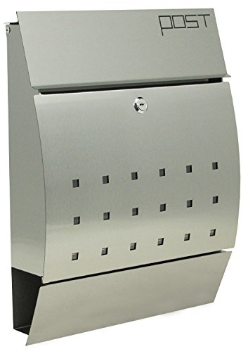 Zelsius Buzón de Pared de Acero Inoxidable con Cerradura y Llave Berber | Color Plata | Buzón con Compartimento para Periódicos | Buzón de Pared | Buzón Exterior Acero INOX