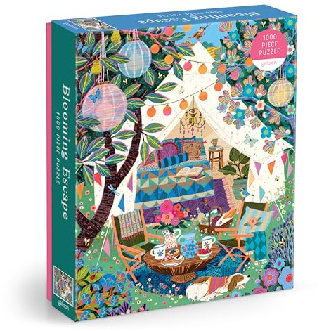 Galison Blooming Escape – 1000 Piece Jigsaw Puzzle Featuring Beautiful Artwork of A Luxurious Camp Scene