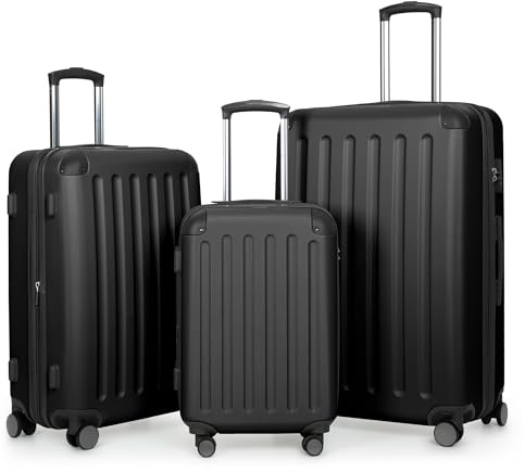Hauptstadtkoffer Spree - 3er Kofferset, TSA, Trolley-Set, Rollkoffer, Reisekoffer, (S, M & L), Schwarz