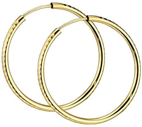 MATERIA Damen Creolen 585 Gold Ohrringe 30mm diamantiert flexibel mit Geschenk-Box Made in Germany #GO-5