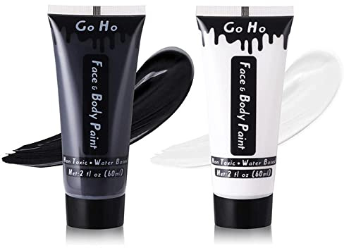Mysense Black and White Cream Face Body Paint Makeup,Water Based Painting for Adults Children Raven Cosplay SFX Costumes Festivals Halloween,4 OZ (60ML+60 Ml)
