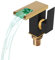 LED Wasserfall Waschbecken Hahn Glas Armatur Waschbecken Wasserfall Auslauf Hahn 3 Farbe Ändern Beleuchtung für Badezimmer (Schwarz+Gold)
