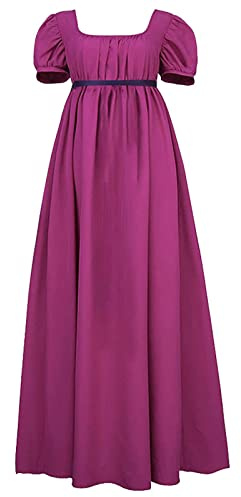TOSHIKII Robe Regency pour Femmes, Robe de Robe de régence à Manches Bouffantes pour Femmes, Robe Taille Empire Victorienne