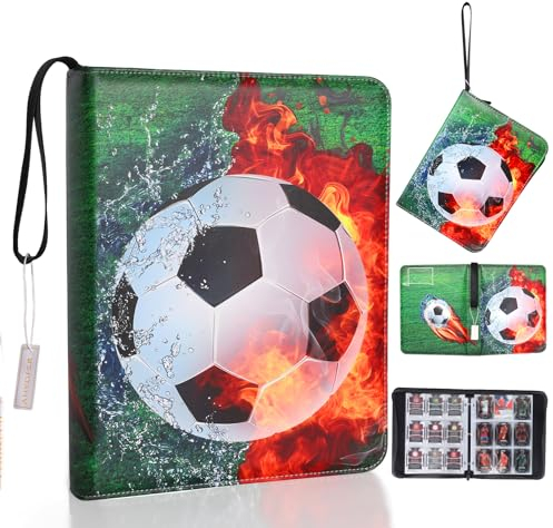 Fußball Sammelkarten Album, 900 Karten Kapazität, 9 Taschen, Groß Sport Karten Heft, Kartenhalter Album, Kinder Karten Halter, Hochwertiges Wasserdicht PU Leder Card Collection Sammelheft, Geschenk