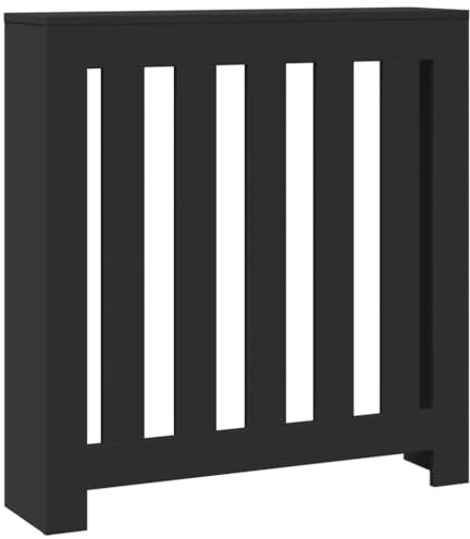 vidaXL Cubierta de radiador, cubierta de calentador para sala de estar, pasillo, armario de listones para decoración, estante de calentador, estante de radiador, madera de ingeniería negra
