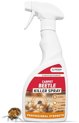 ENTOEND Carpet Beetle Killer 500ml - Tetrapiu Multipurpose | Strong Permethrin Spray for Carpet Moths & Beetles | Non Staining & Low Odour Treatment, Ideal for Home Use on Rugs, Carpets and Upholstery