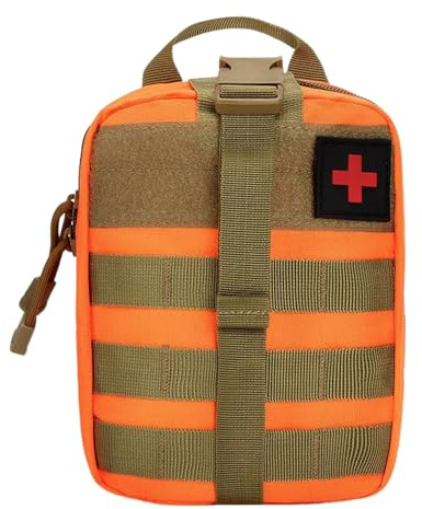 Bolsa Táctica Médica Molle, Riñonera Táctica de Emergencia, Impermeable Bolsa de Emergencia, Bolsillo de Primeros Auxilios, Riñonera de Gran Capacidad para Camping, Caza, Senderismo, Hogar (Naranja)