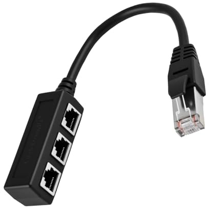 Ethernet Splitter 1 Macho a 3 Hembras, Conector de Red Triple, Duplicador RJ45, Adaptador de Conector RJ45 Compatible con Cat5/5e/6/7, Ideal para Router, TV, ADSL, WiFi, Switch, Oficina y Hogar