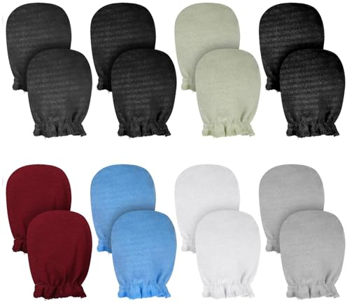 ElevateTech Newborn Baby Muslin Mittens No Scratch Mittens Wrist Gloves Elastic Soft Breathable Gloves for Newborn Infant Toddler 0-6 months 8 Pairs