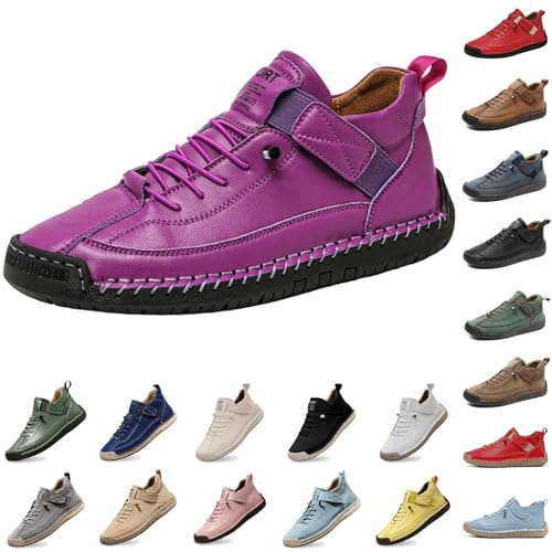 Generisch Montela Zapatos ortopédicos para mujer - Cómodas zapatillas de cuero, transpirables e impermeables, ligeras, sin dolor con sensación de pies descalzos, zapatos deportivos de apoyo para el