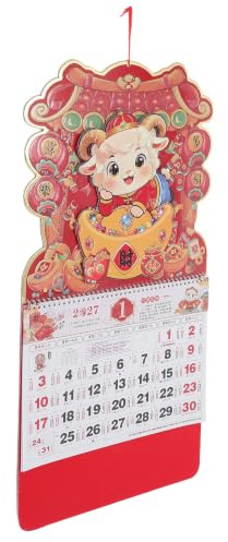 GLEAVI Calendrier Mural 2027 Style Vintage Traditionnel en Papier et Métal, Calendrier Lunaire Suspendu pour Maison Design Raffiné et Gain de Place