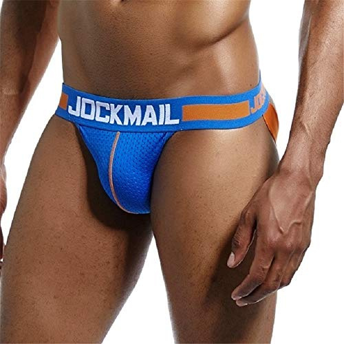 JOCKMAIL Calzoncillos Super Sexy para Hombre suspensorios sexywear Tangas para Hombre Tangas Transpirables Ropa Interior Gay (M, Azul)