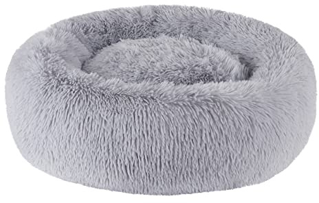 BVAGSS Mjuk katt hundkorg rund kattsängar, fluffig hundsäng för hundar Donut anti-stress bekväm tvättbar plysch för hund katt liten medium stor XH034