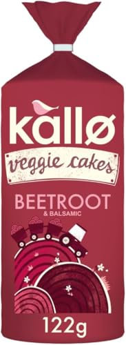 Kallo Beetroot & Balsamic Veggie Cakes, Lentil & Pea Puffed Crackers Made From Plants, Low Fat Healthy Snacks, Vegan Friendly, Gluten Free, No Artificial Flavours, Single Pack – 1 x 122g