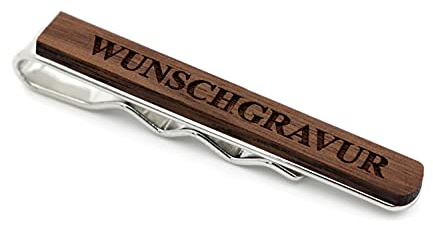 NaturSchatulle Krawattennadel Holz Nussbaum Personalisierte Krawattenklammer 5cm Edelstahl Herren Krawatten Clip Tie Bar Hochzeit Business Bräutigam