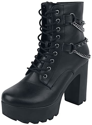 Gothicana by EMP Femme Bottines noires avec clous et chaînes EU38