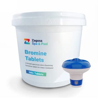 Zagosa Bromine Tablets 5kg - Primary Water Sanitiser for Spas, Pools, Hot Tubs and Inflatables Spas - 5kg Bromine Tablets Slow Release