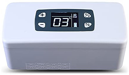 Frigoríficos Enfriador de insulina portátil, Mini refrigerador de insulina, Refrigerador de temperatura constante de medicamentos de 2-8 ℃, para viajes en automóvil a casa, pantalla LCD (batería