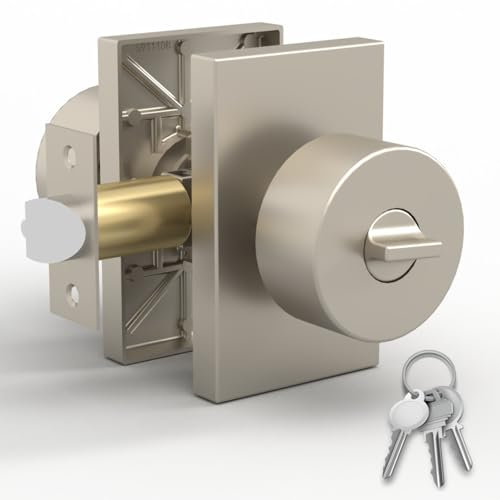 Mega Handles Pomo de puerta de entrada I para entrada, entrada y baño, diseño reversible resistente, se adapta a todos los tamaños de puerta estándar, tornillos incluidos, níquel satinado (paquete de