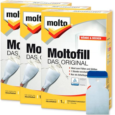 3x Molto Reparaturspachtel Moltofill Innen Weiß 1 kg mit Spachtel