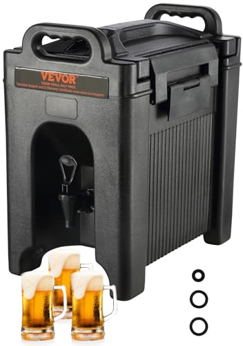 VEVOR Dispensador de Bebidas aislado de 9,5 L Dispensador de Agua Fría y Caliente No Eléctrico Almacenamiento de 10 H Contenedor Aislado con Grifo Portátil Alimentos de LDPE para Camping Catering