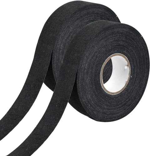 Chstarina 2 Roll Hockey Tape Schwarz, 25m x 25mm Hockey Schlägerband, Schläger Tape, Rutschfestes Hockeyschlägerband, Selbstklebendes Griffband, Griffband Sport für Golf-, Tennis-, Badminton-Schläger